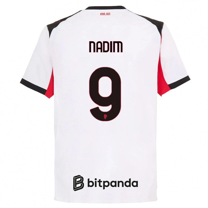 Danxen Damen Nadia Nadim #9 Weiß Schwarz Auswärtstrikot Trikot 2025/26 T-Shirt