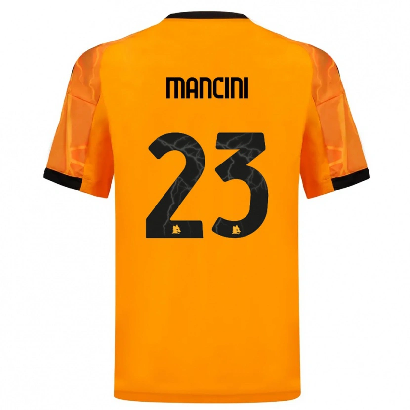Danxen Damen Gianluca Mancini #23 Orange Schwarz Auswärtstrikot Trikot 2025/26 T-Shirt