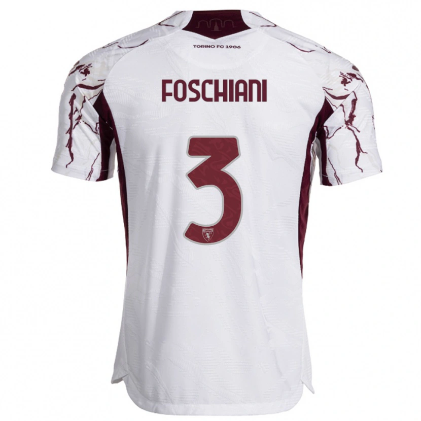Danxen Damen Francesco Foschiani #3 Weiß Burgunderrot Auswärtstrikot Trikot 2025/26 T-Shirt