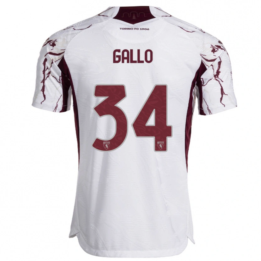 Danxen Damen Tommaso Gallo #34 Weiß Burgunderrot Auswärtstrikot Trikot 2025/26 T-Shirt