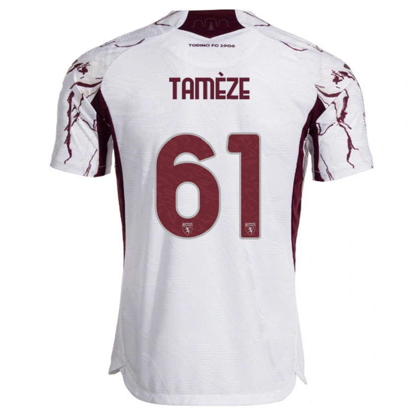 Danxen Damen Adrien Tamèze #61 Weiß Burgunderrot Auswärtstrikot Trikot 2025/26 T-Shirt