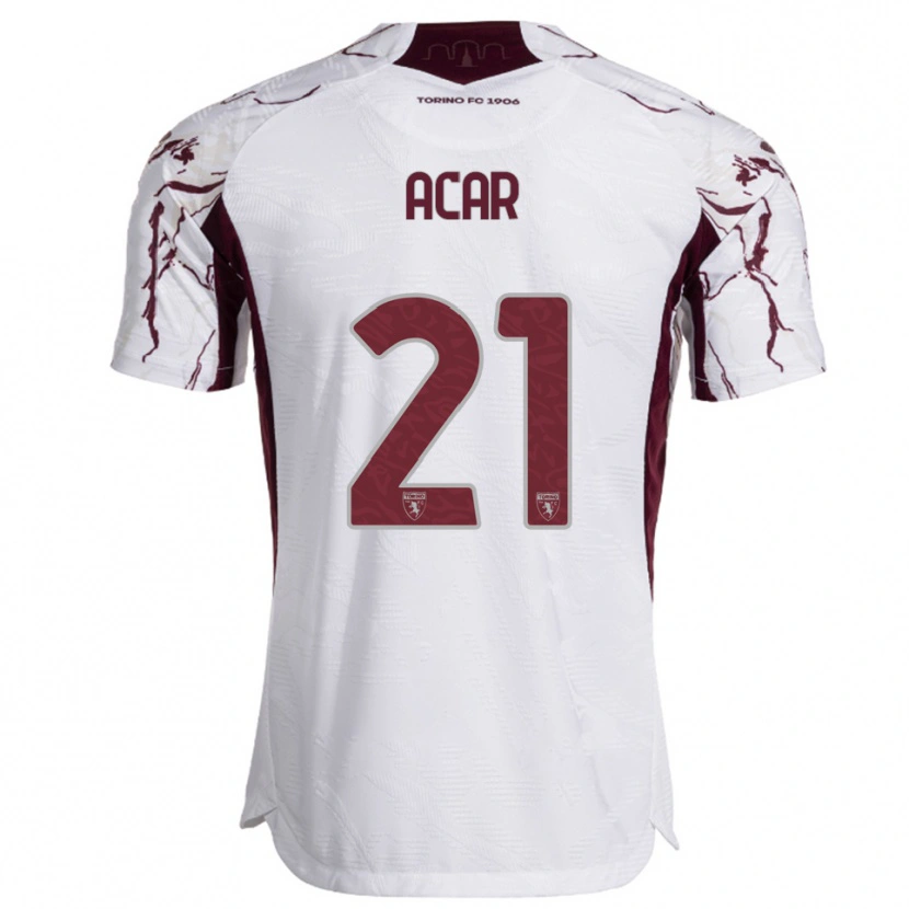 Danxen Damen Emirhan Acar #21 Weiß Burgunderrot Auswärtstrikot Trikot 2025/26 T-Shirt