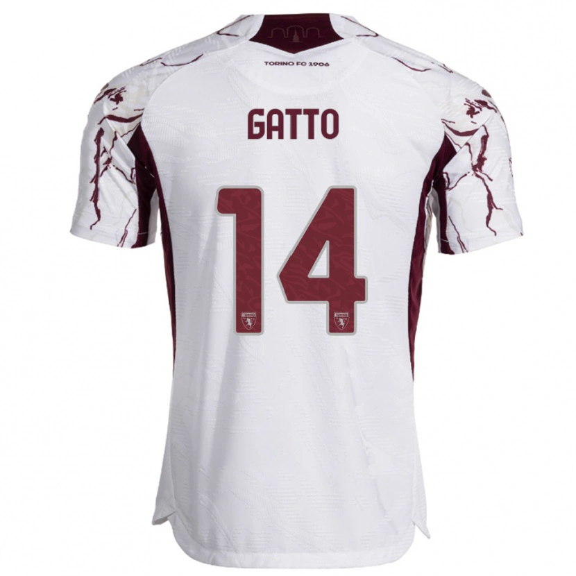 Danxen Damen Tommaso Gatto #14 Weiß Burgunderrot Auswärtstrikot Trikot 2025/26 T-Shirt