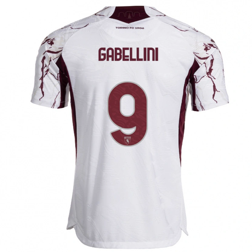 Danxen Damen Tommaso Gabellini #9 Weiß Burgunderrot Auswärtstrikot Trikot 2025/26 T-Shirt