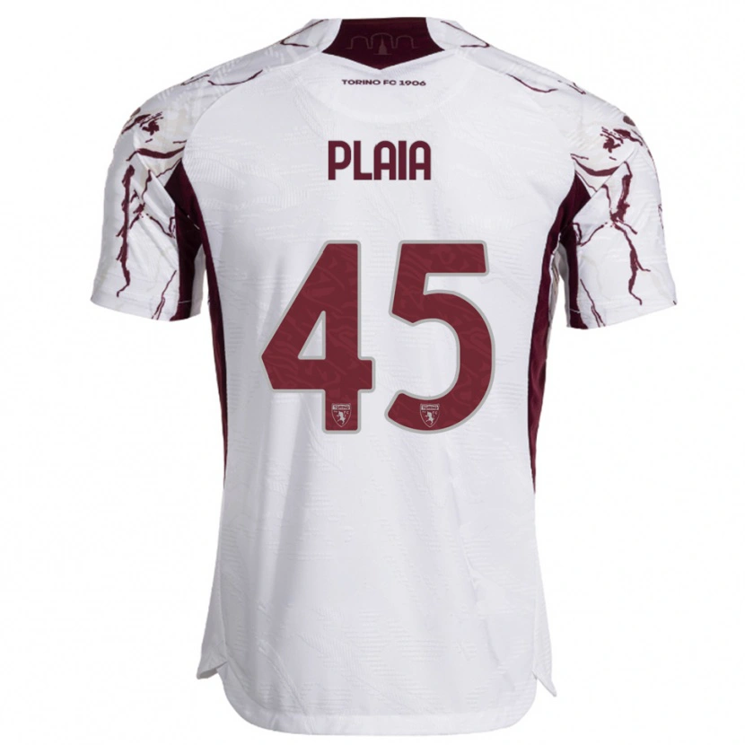 Danxen Damen Francesco Plaia #45 Weiß Burgunderrot Auswärtstrikot Trikot 2025/26 T-Shirt