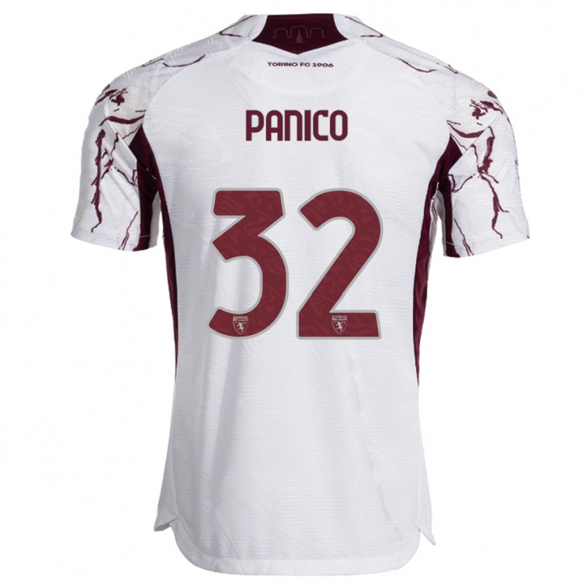 Danxen Damen Patrizia Panico #32 Weiß Burgunderrot Auswärtstrikot Trikot 2025/26 T-Shirt
