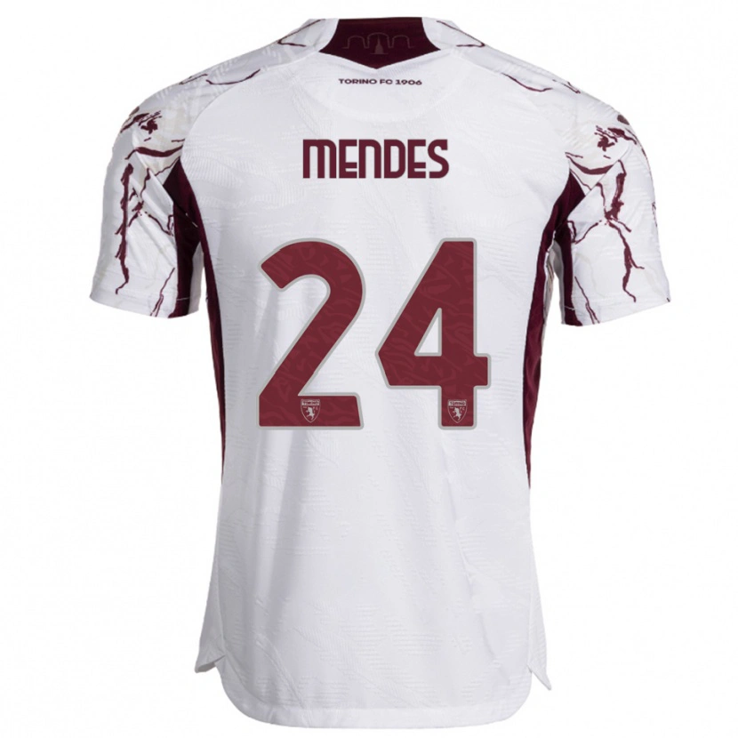 Danxen Damen Rodrigo Mendes #24 Weiß Burgunderrot Auswärtstrikot Trikot 2025/26 T-Shirt