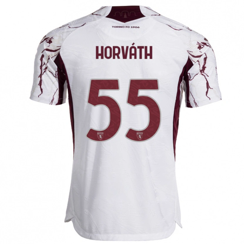 Danxen Damen Krisztofer Horváth #55 Weiß Burgunderrot Auswärtstrikot Trikot 2025/26 T-Shirt