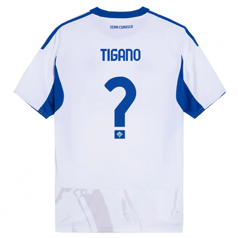 Danxen Damen Achille Tigano #0 Weiß Blau Auswärtstrikot Trikot 2025/26 T-Shirt