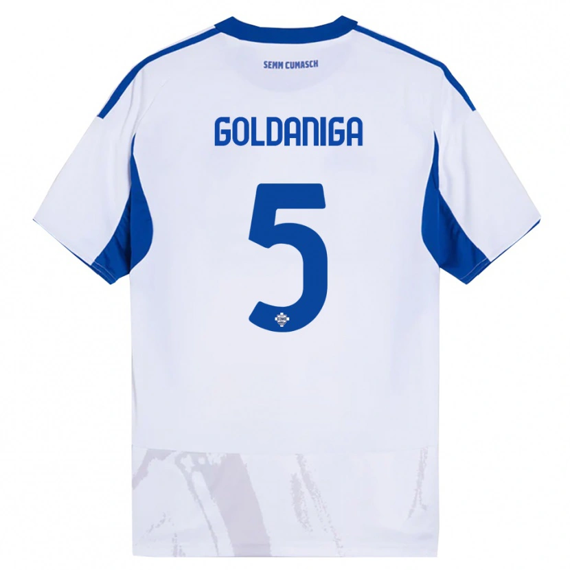 Danxen Damen Edoardo Goldaniga #5 Weiß Blau Auswärtstrikot Trikot 2025/26 T-Shirt