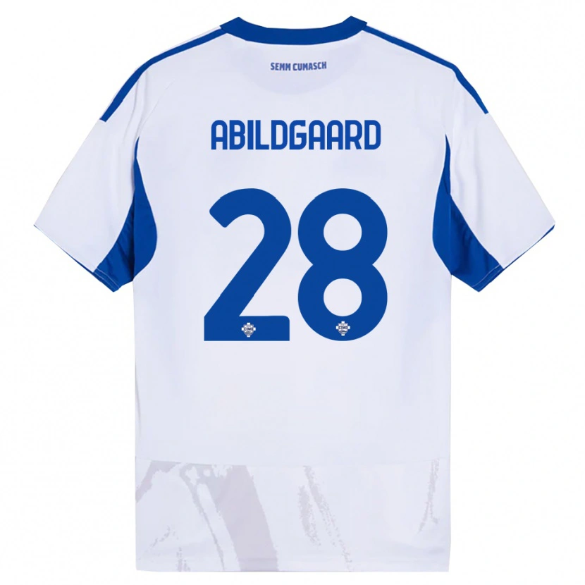 Danxen Damen Oliver Abildgaard #28 Weiß Blau Auswärtstrikot Trikot 2025/26 T-Shirt