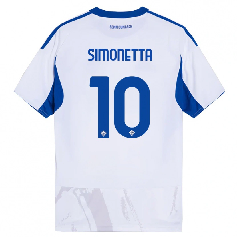 Danxen Damen Jacopo Simonetta #10 Weiß Blau Auswärtstrikot Trikot 2025/26 T-Shirt