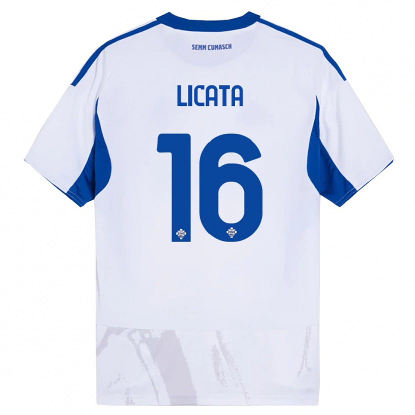 Danxen Damen Alessandro Licata #16 Weiß Blau Auswärtstrikot Trikot 2025/26 T-Shirt