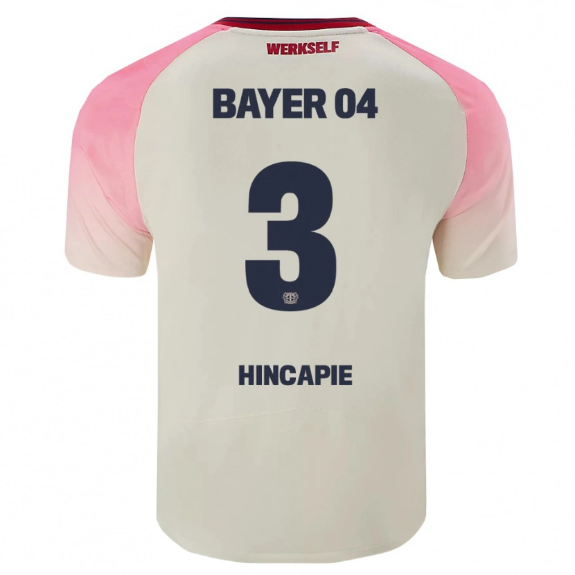 Danxen Damen Piero Hincapié #3 Pink Cremeweiß Auswärtstrikot Trikot 2025/26 T-Shirt