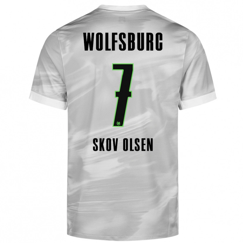 Danxen Damen Andreas Skov Olsen #7 Grau Weiß Auswärtstrikot Trikot 2025/26 T-Shirt