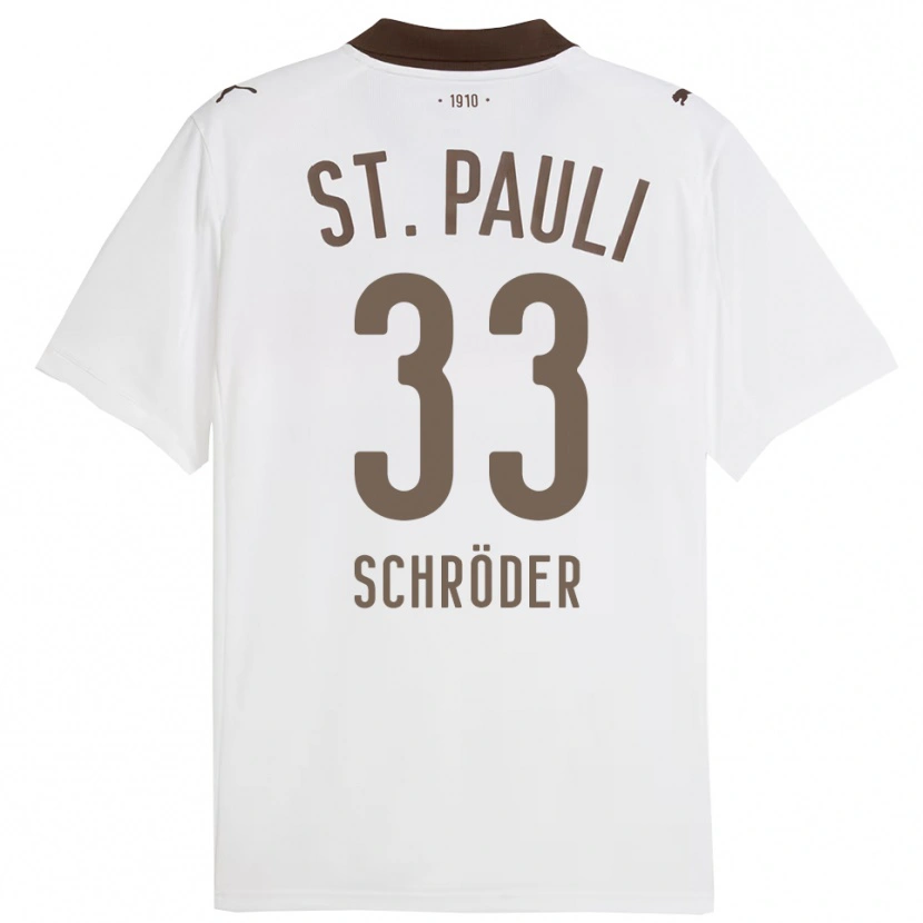 Danxen Damen Lennard Schröder #33 Weiß Rot Auswärtstrikot Trikot 2025/26 T-Shirt