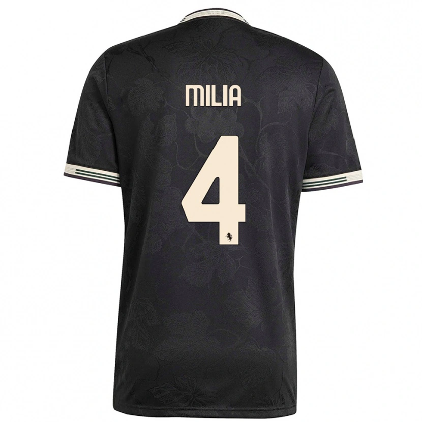 Danxen Damen Nicolò Milia #4 Schwarz Weiß Grün Ausweichtrikot Trikot 2025/26 T-Shirt