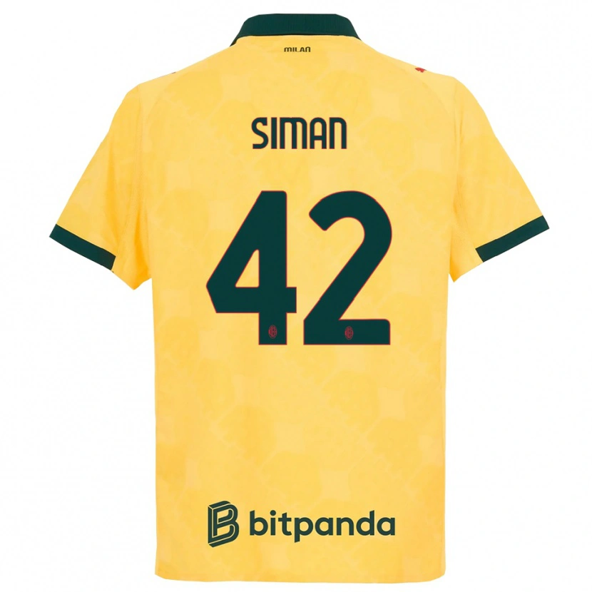 Danxen Damen Alexandru Șiman #42 Gelb Schwarz Ausweichtrikot Trikot 2025/26 T-Shirt