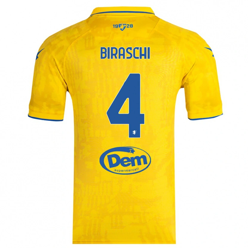 Danxen Kinder Davide Biraschi #4 Gelb Blau Heimtrikot Trikot 2025/26 T-Shirt