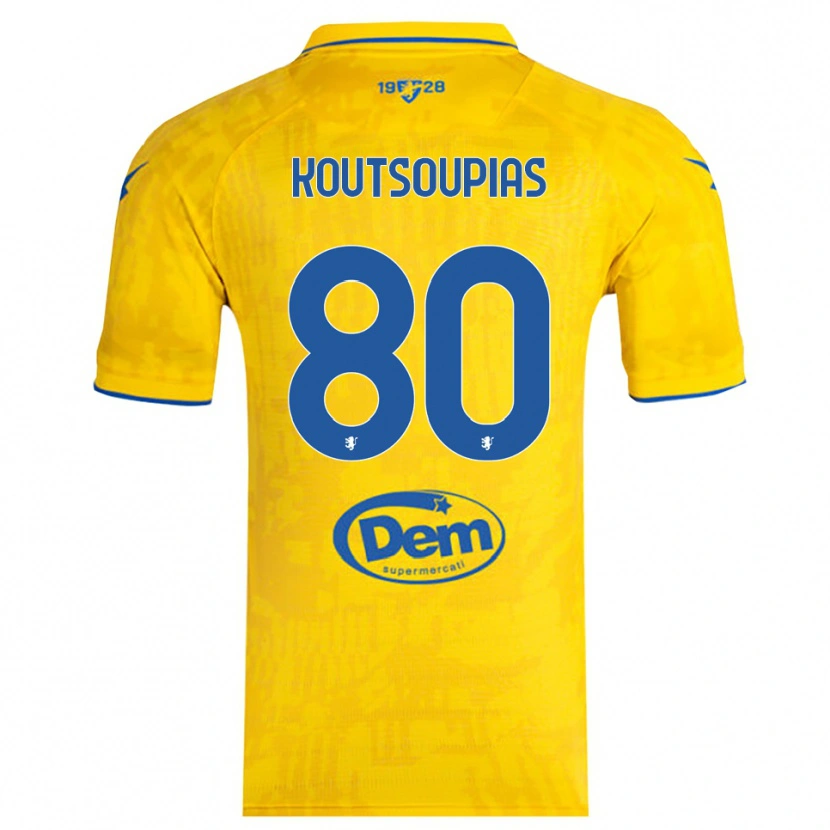 Danxen Kinder Ilias Koutsoupias #80 Gelb Blau Heimtrikot Trikot 2025/26 T-Shirt