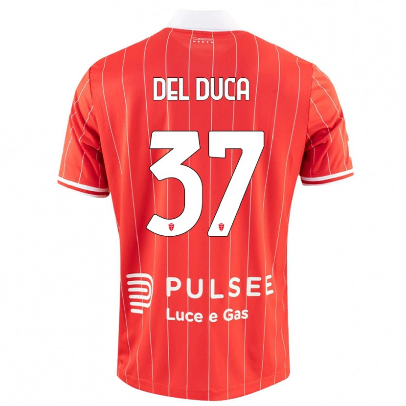 Danxen Kinder Jacopo Del Duca #37 Rot Weiß Heimtrikot Trikot 2025/26 T-Shirt