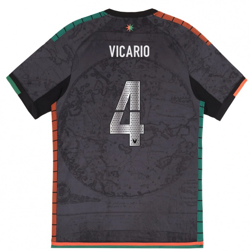 Danxen Kinder Brando Vicario #4 Dunkelgrau Heimtrikot Trikot 2025/26 T-Shirt