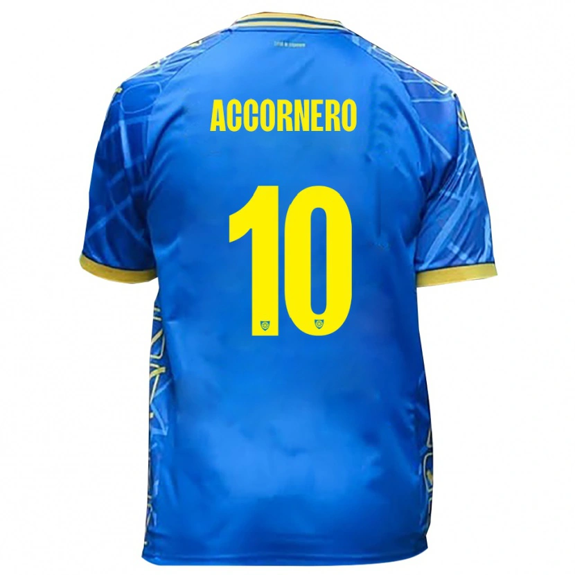 Danxen Kinder Federico Accornero #10 Himmelblau Gelb Heimtrikot Trikot 2025/26 T-Shirt