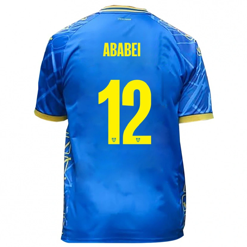 Danxen Kinder Leonardo Ababei #12 Himmelblau Gelb Heimtrikot Trikot 2025/26 T-Shirt