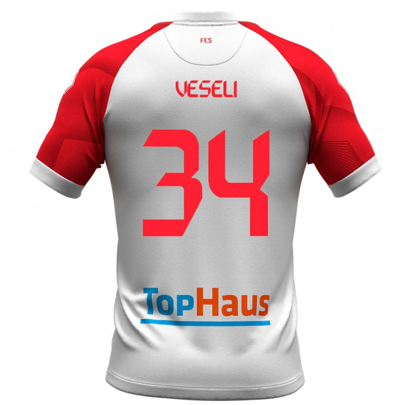 Danxen Kinder Frédéric Veseli #34 Weiß Rot Heimtrikot Trikot 2025/26 T-Shirt
