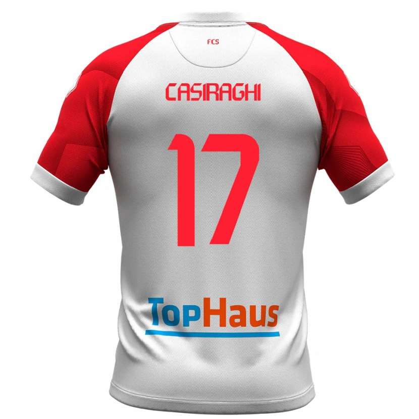 Danxen Kinder Daniele Casiraghi #17 Weiß Rot Heimtrikot Trikot 2025/26 T-Shirt