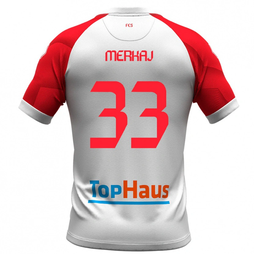 Danxen Kinder Silvio Merkaj #33 Weiß Rot Heimtrikot Trikot 2025/26 T-Shirt