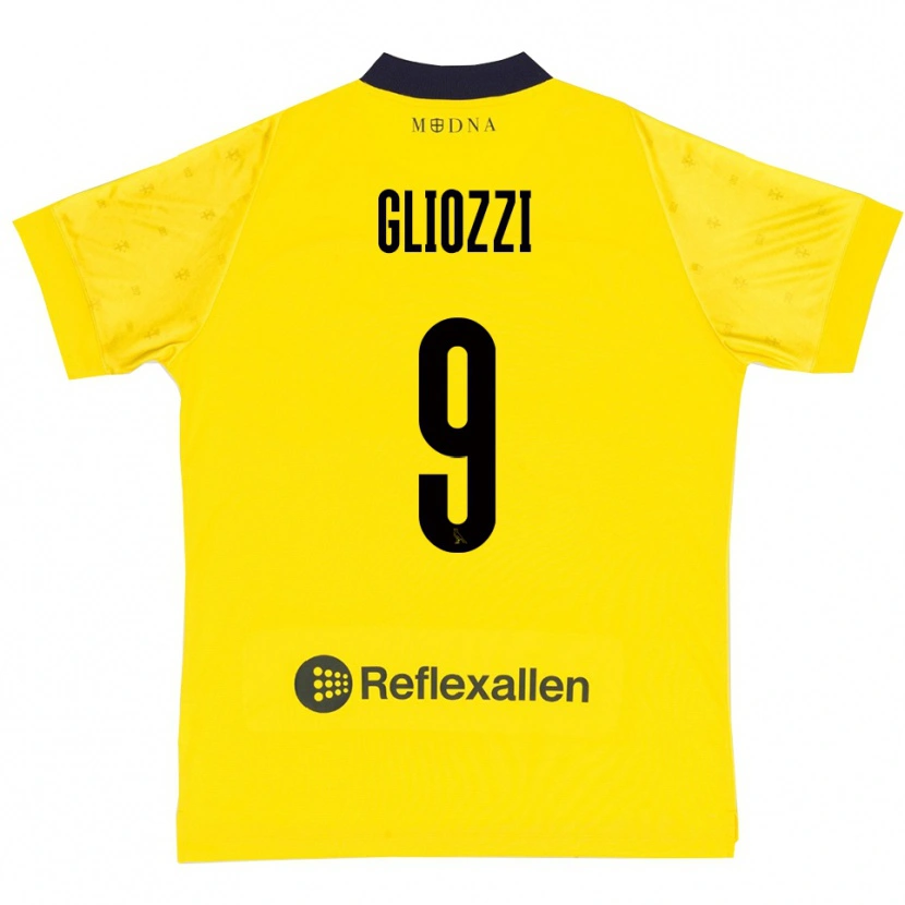 Danxen Kinder Ettore Gliozzi #9 Gelb Marineblau Heimtrikot Trikot 2025/26 T-Shirt