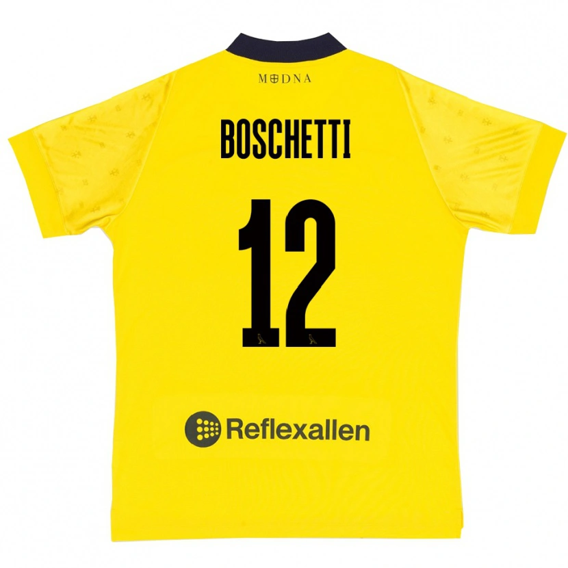 Danxen Kinder Matteo Boschetti #12 Gelb Marineblau Heimtrikot Trikot 2025/26 T-Shirt