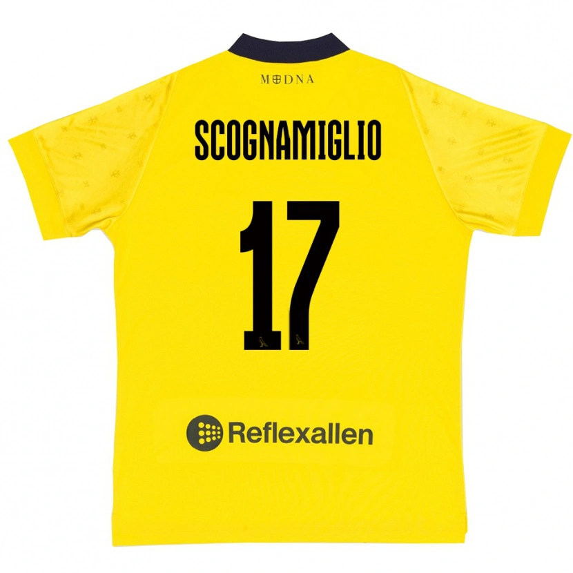 Danxen Kinder Giuseppe Scognamiglio #17 Gelb Marineblau Heimtrikot Trikot 2025/26 T-Shirt