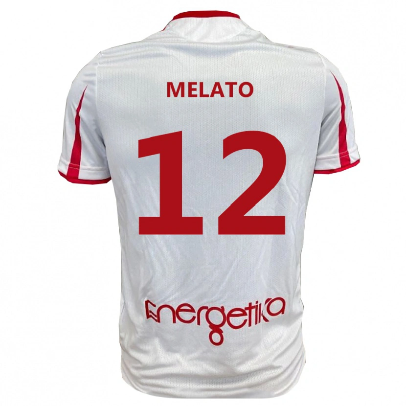 Danxen Kinder Emanuele Melato #12 Weiß Rot Heimtrikot Trikot 2025/26 T-Shirt