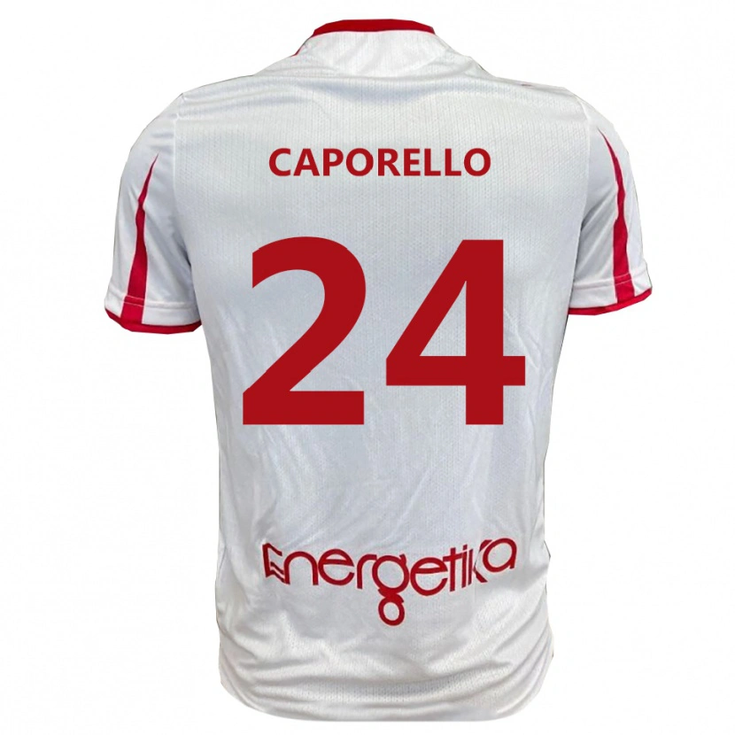 Danxen Kinder Edoardo Caporello #24 Weiß Rot Heimtrikot Trikot 2025/26 T-Shirt