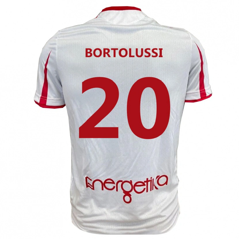 Danxen Kinder Mattia Bortolussi #20 Weiß Rot Heimtrikot Trikot 2025/26 T-Shirt