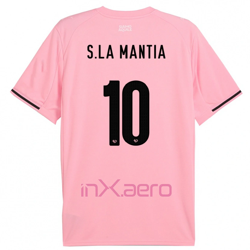 Danxen Kinder Samuele La Mantia #10 Pink Schwarz Heimtrikot Trikot 2025/26 T-Shirt