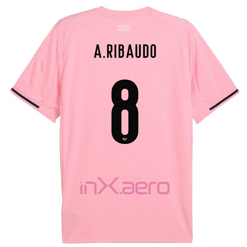 Danxen Kinder Alessandro Ribaudo #8 Pink Schwarz Heimtrikot Trikot 2025/26 T-Shirt