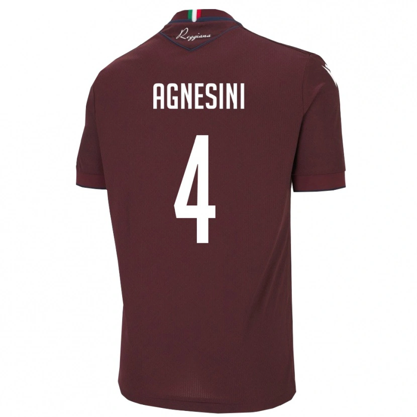 Danxen Kinder Alessandro Agnesini #4 Burgund Weiß Heimtrikot Trikot 2025/26 T-Shirt