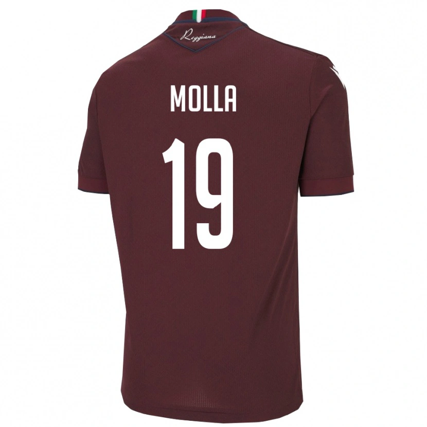 Danxen Kinder Cristian Molla #19 Burgund Weiß Heimtrikot Trikot 2025/26 T-Shirt