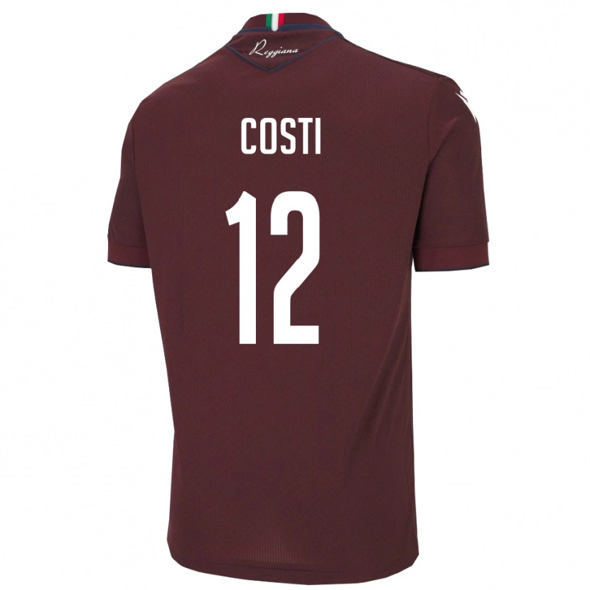 Danxen Kinder Filippo Costi #12 Burgund Weiß Heimtrikot Trikot 2025/26 T-Shirt
