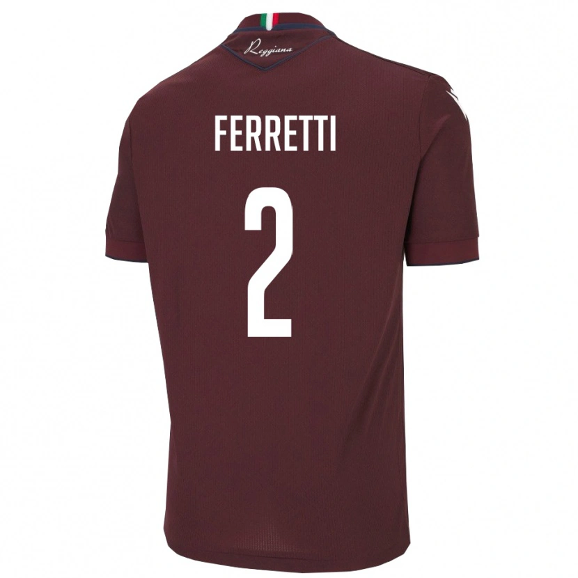 Danxen Kinder Nicolò Ferretti #2 Burgund Weiß Heimtrikot Trikot 2025/26 T-Shirt