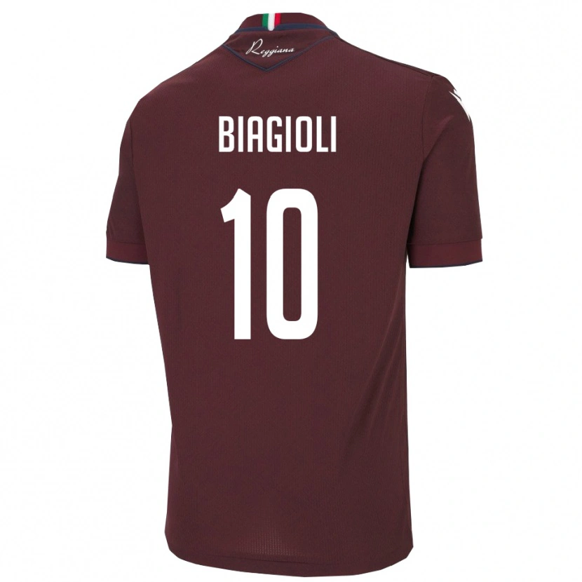 Danxen Kinder Martino Biagioli #10 Burgund Weiß Heimtrikot Trikot 2025/26 T-Shirt