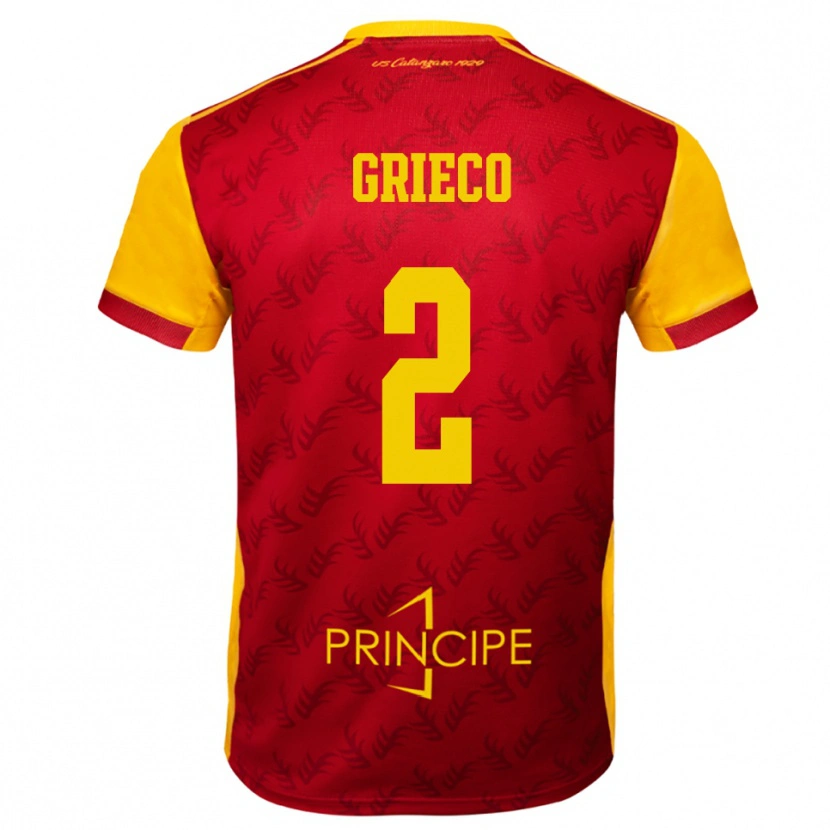 Danxen Kinder Salvatore Grieco #2 Gelb Rot Heimtrikot Trikot 2025/26 T-Shirt