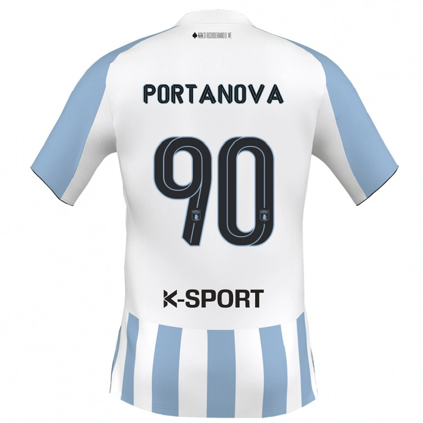 Danxen Kinder Denis Portanova #90 Weiß Himmelblau Heimtrikot Trikot 2025/26 T-Shirt