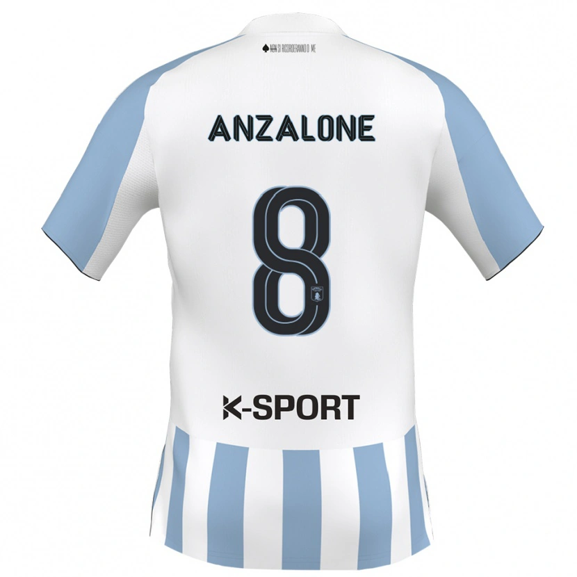 Danxen Kinder Mattia Anzalone #8 Weiß Himmelblau Heimtrikot Trikot 2025/26 T-Shirt