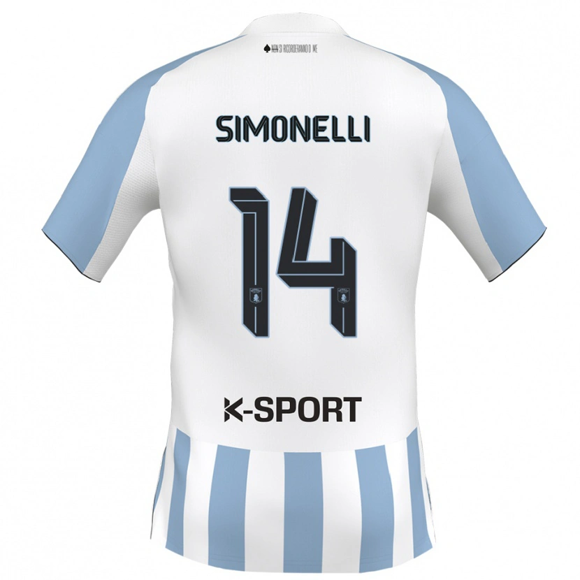 Danxen Kinder Alessandro Simonelli #14 Weiß Himmelblau Heimtrikot Trikot 2025/26 T-Shirt