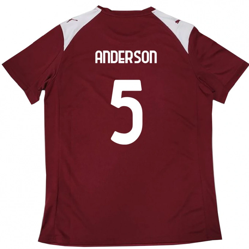 Danxen Kinder Marcus Anderson #5 Burgunderrot Weiß Heimtrikot Trikot 2025/26 T-Shirt