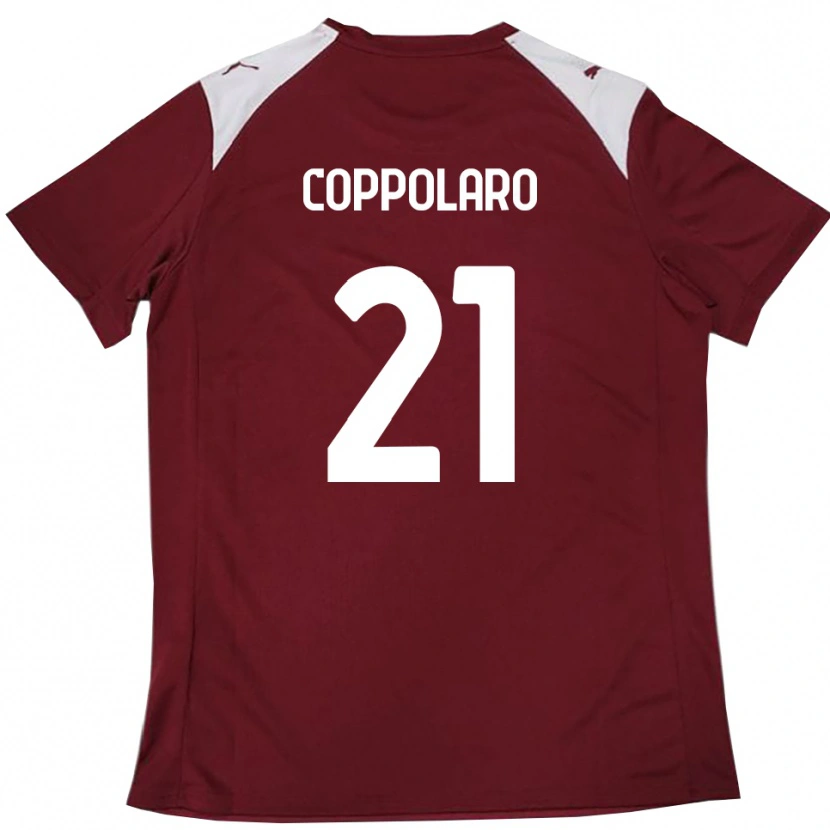 Danxen Kinder Mauro Coppolaro #21 Burgunderrot Weiß Heimtrikot Trikot 2025/26 T-Shirt